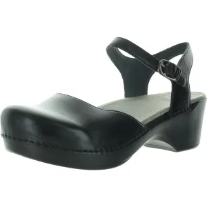 Womens Buckle Leather Slingback Heels
