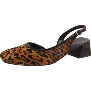 Womens Buckle Leather Slingback Heels