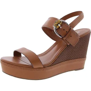 Womens Buckle Leather Wedge Heels
