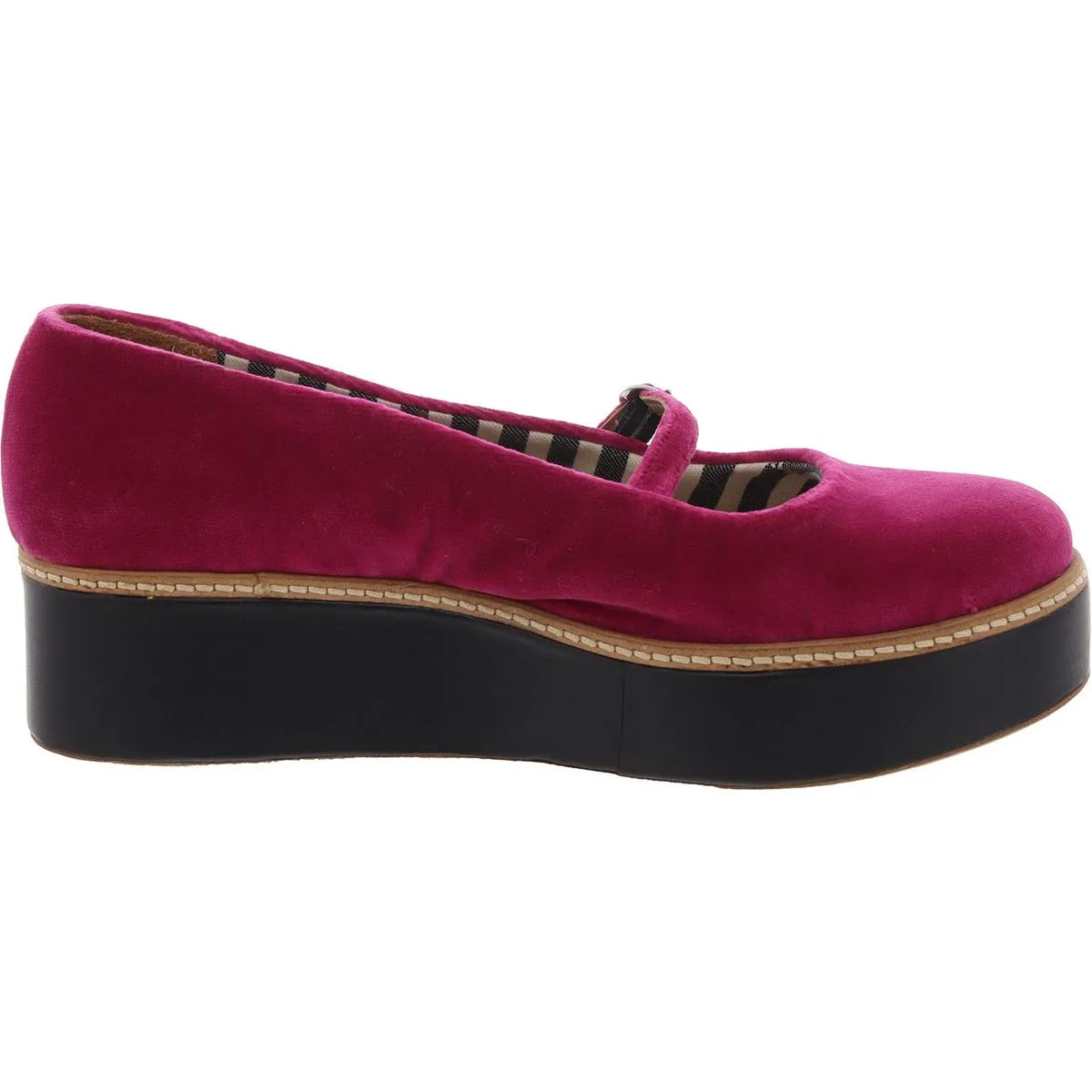 Womens Buckle Velvet Mary Jane Heels