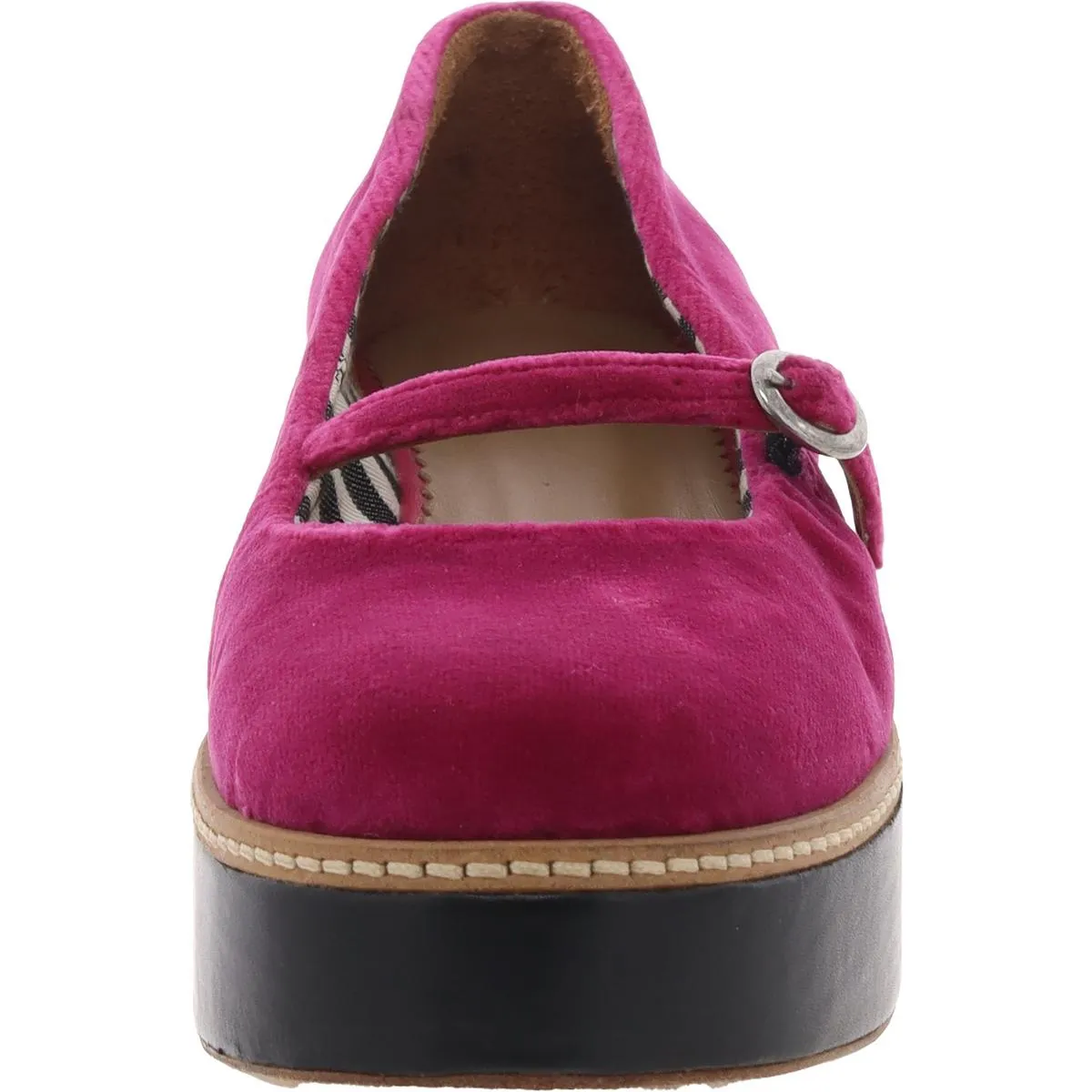 Womens Buckle Velvet Mary Jane Heels