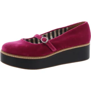 Womens Buckle Velvet Mary Jane Heels