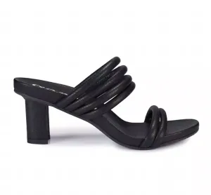 Women's Clover Heels In Black Pebble Nappa