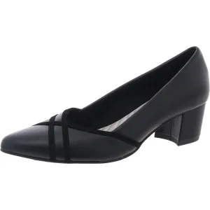Womens Comfort Insole Faux Leather Block Heels
