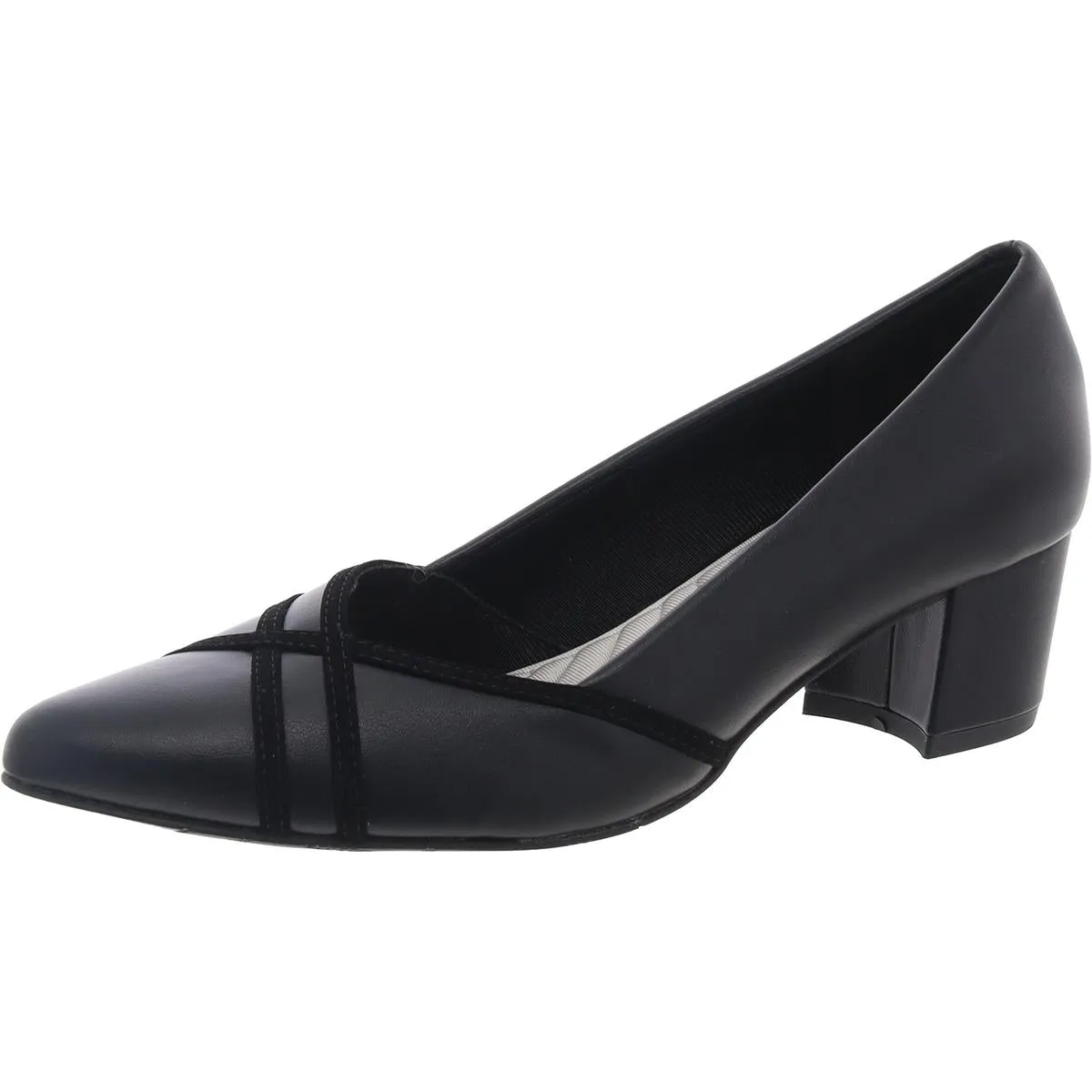 Womens Comfort Insole Faux Leather Block Heels