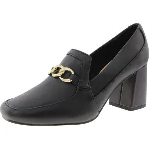 Womens Embellished Leather Loafer Heels