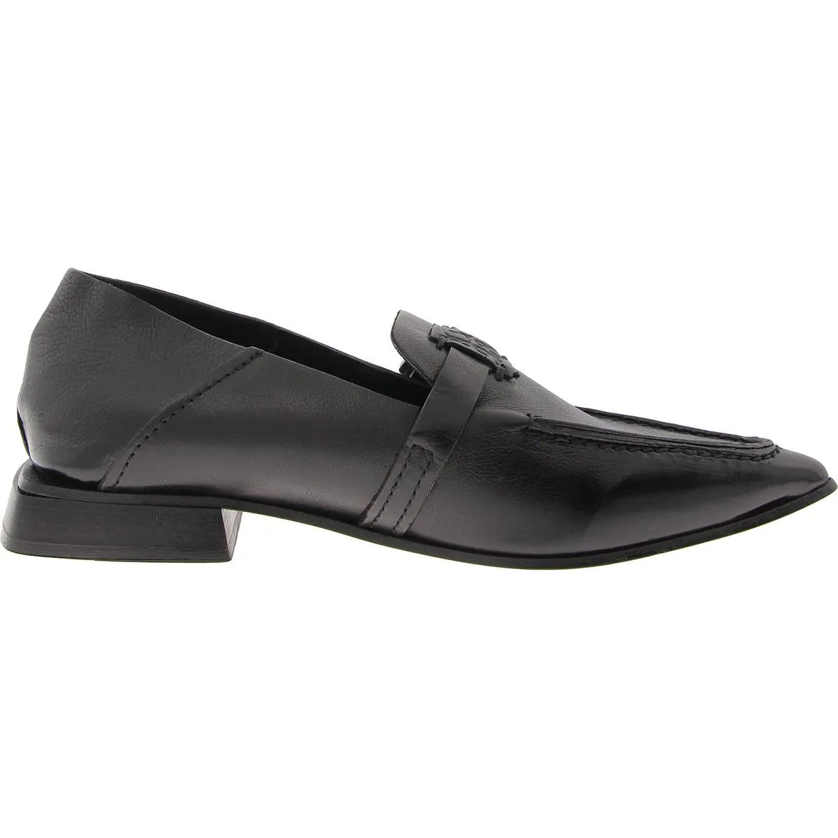 Womens Embellished Leather Loafer Heels
