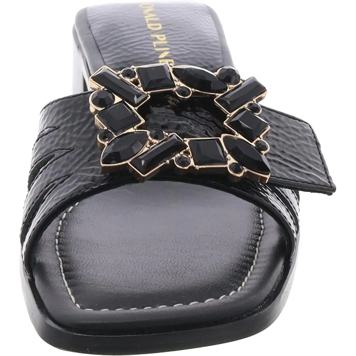 Womens Embellished Leather Mules