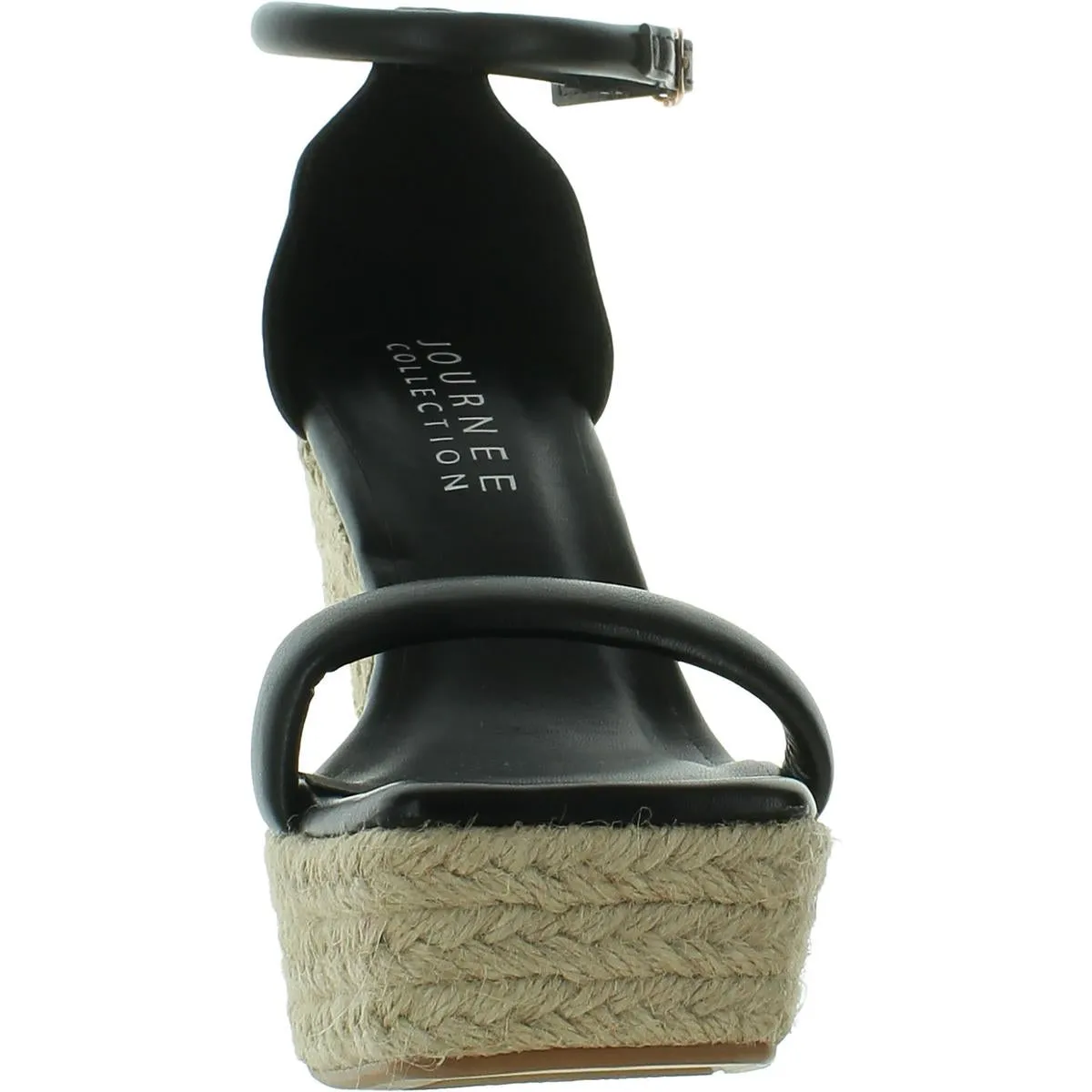 Womens Faux Leather Ankle Strap Espadrille Heels