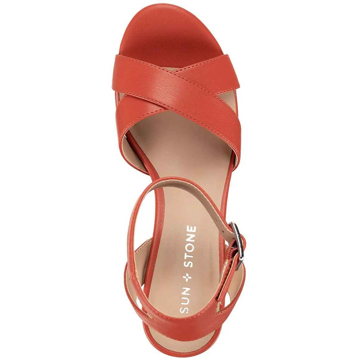 Womens Faux Leather Block Ankle Strap