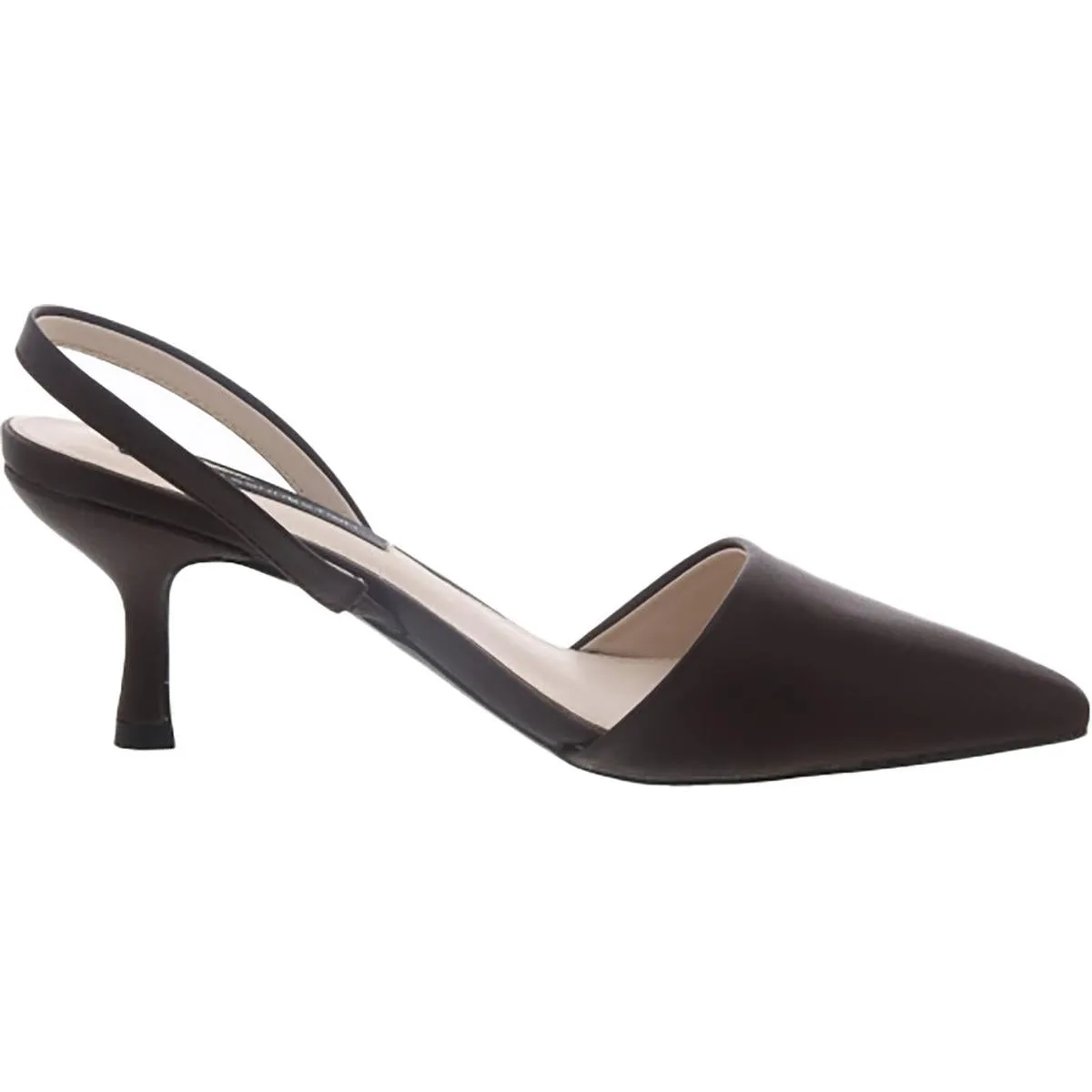Womens Faux Leather Burnished Slingback Heels