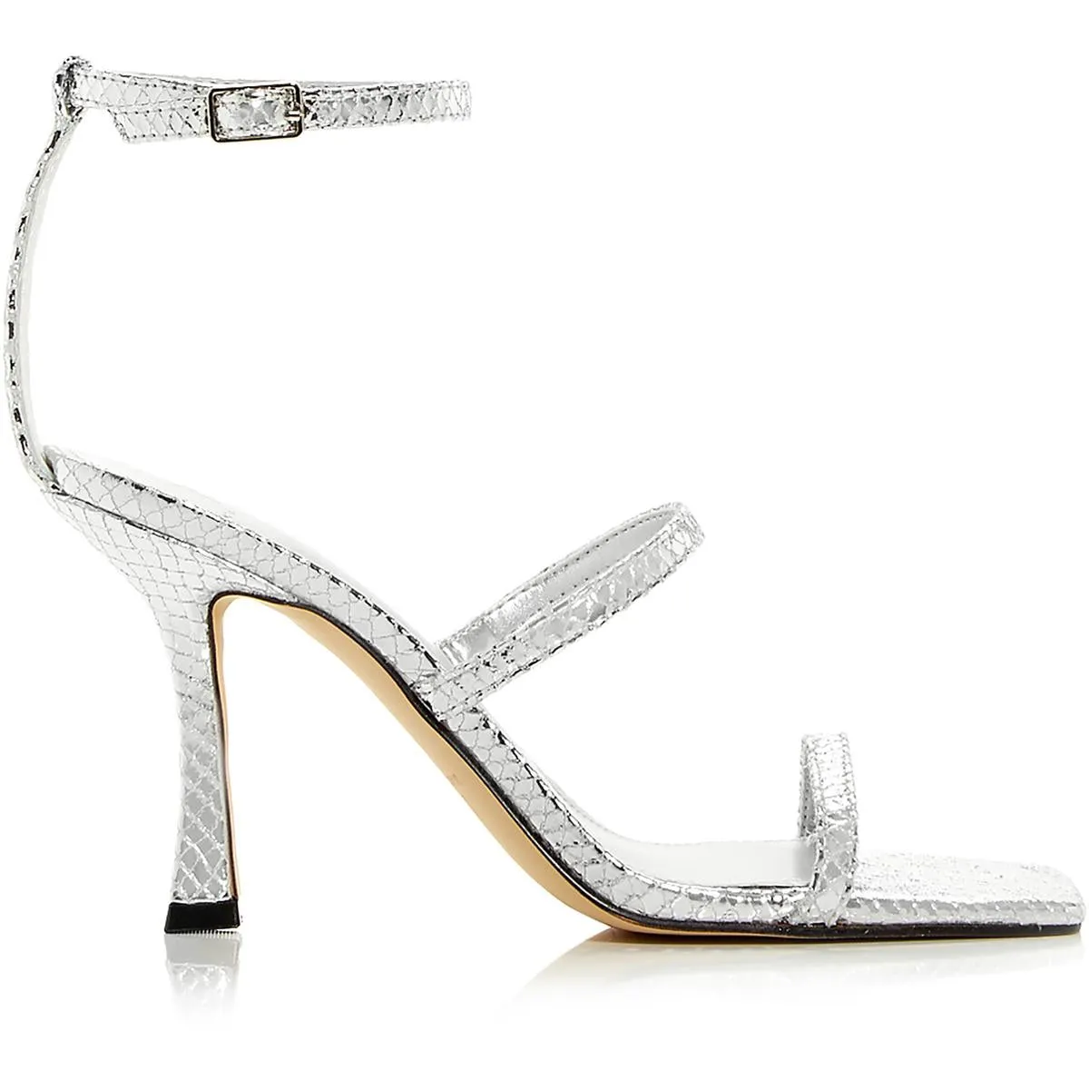 Womens Faux Leather Stiletto Ankle Strap