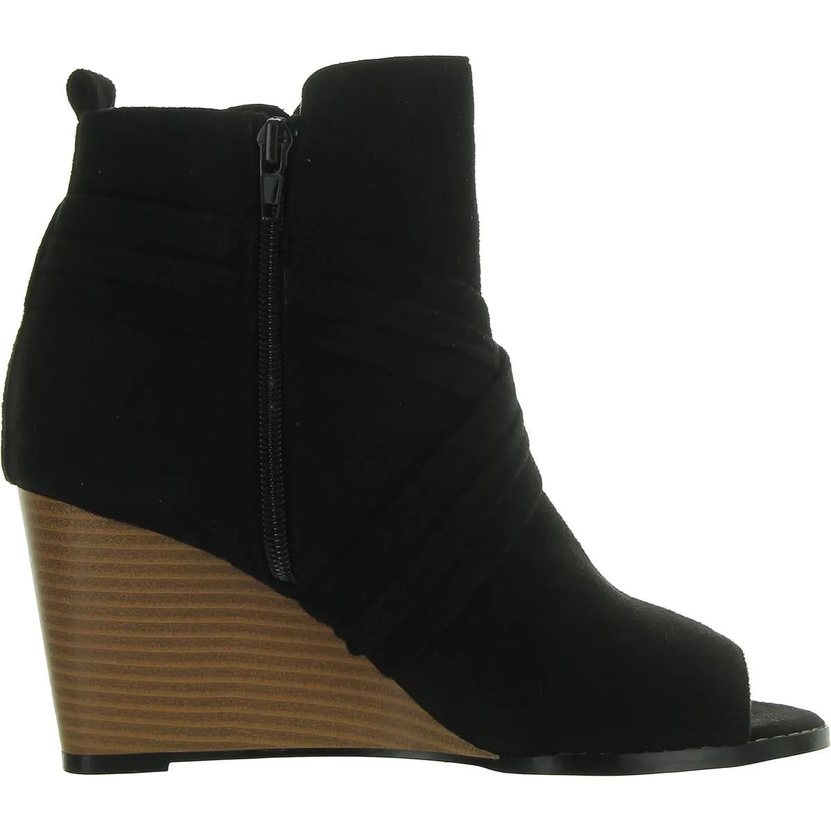 Womens Faux Suede Peep Toe Wedge Heels