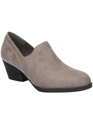 Womens Faux Suede Slip On Loafer Heels