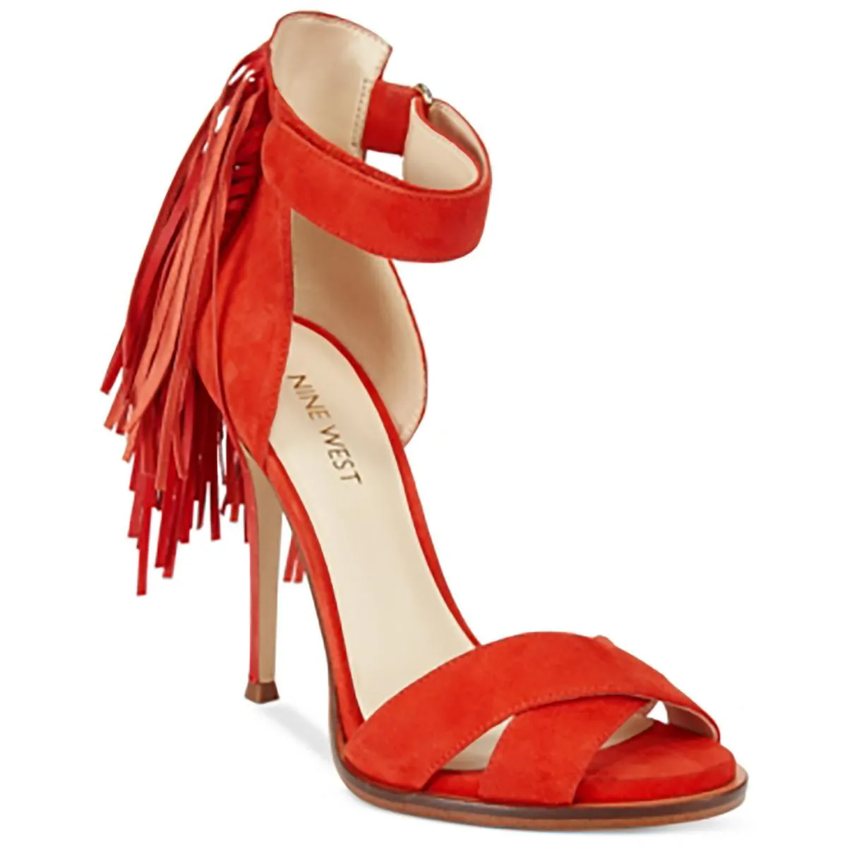 Womens Fringe Manmade Ankle Strap