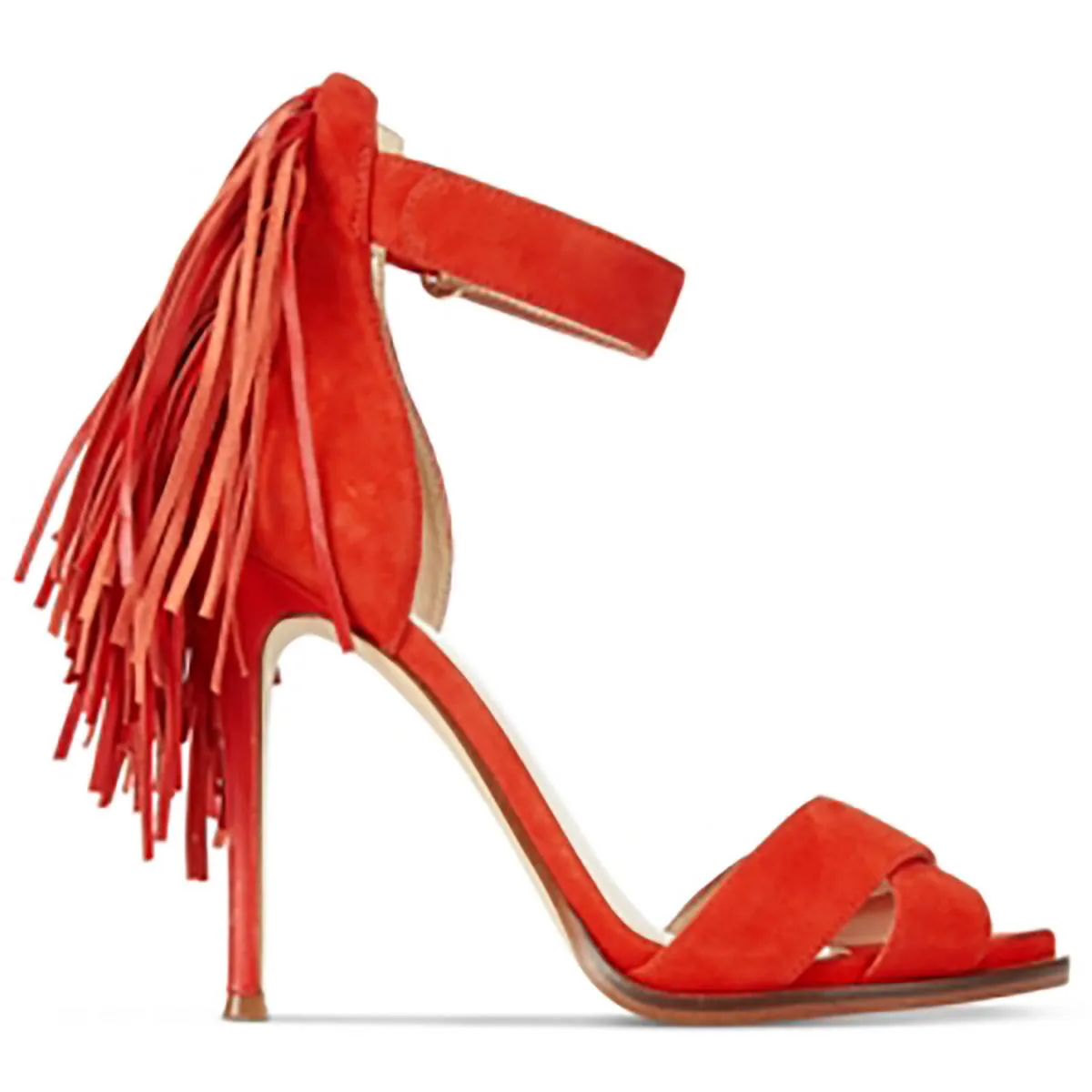 Womens Fringe Manmade Ankle Strap