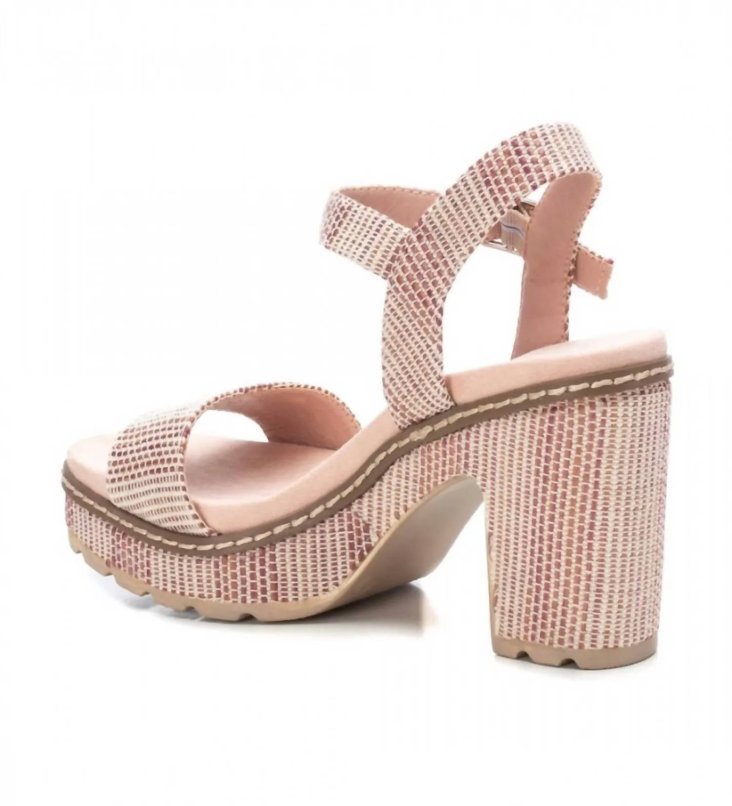 Women's Heeled Platform Sandals In Nude