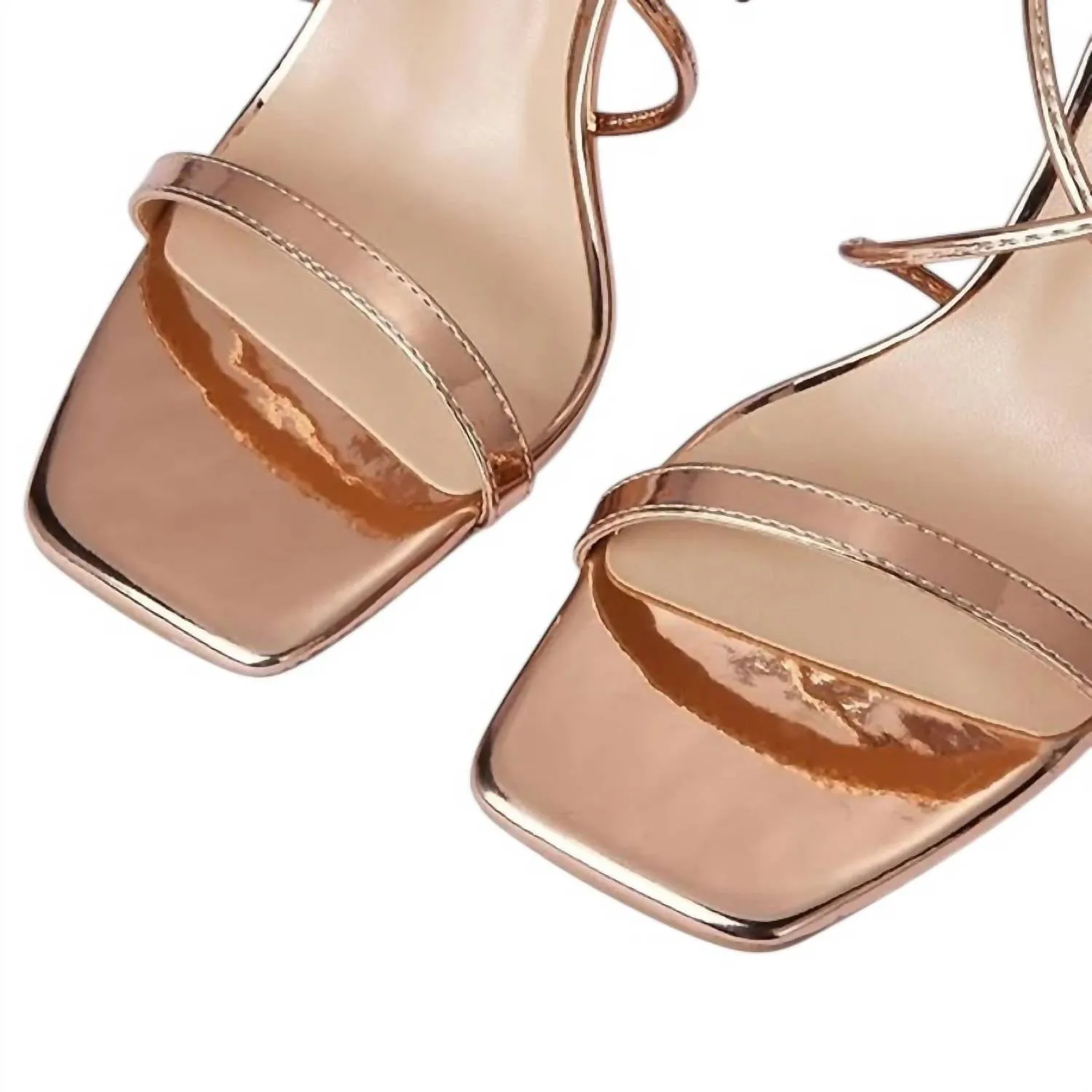Women's Lace Up Heeled Sandals In Rose Gold