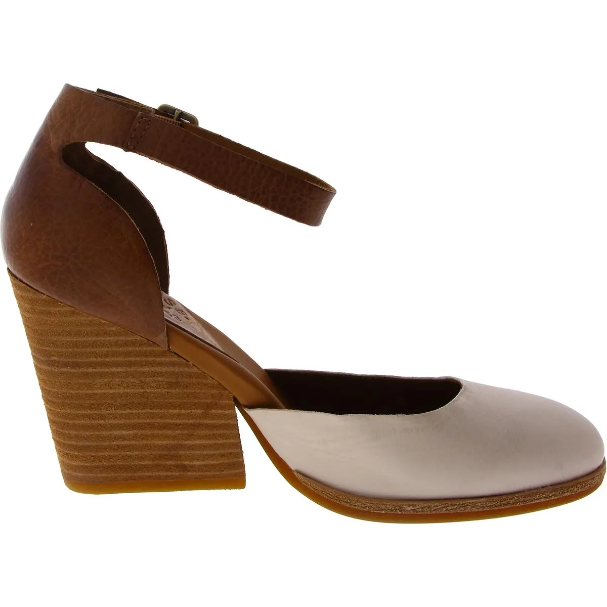 Womens Leather Block Heel Slingback Heels