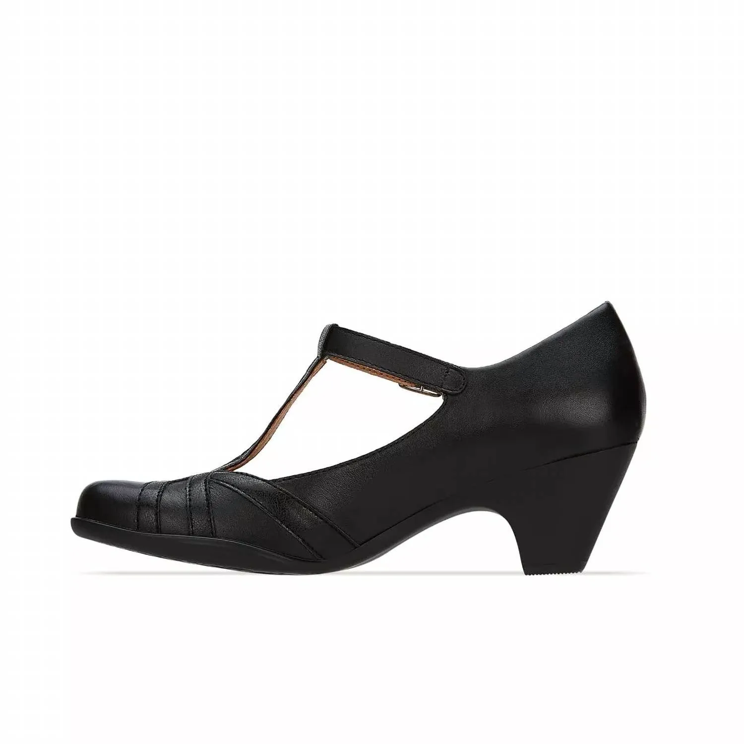 Women's Leather Pumps Buckle Closure Shoes In Black