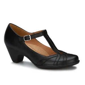 Women's Leather Pumps Buckle Closure Shoes In Black