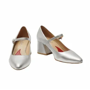 Women's Mary Block Heel In Silver