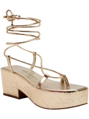 Womens Metallic Strappy Platform Heels