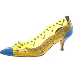 Womens Mixed Media Leather Pumps