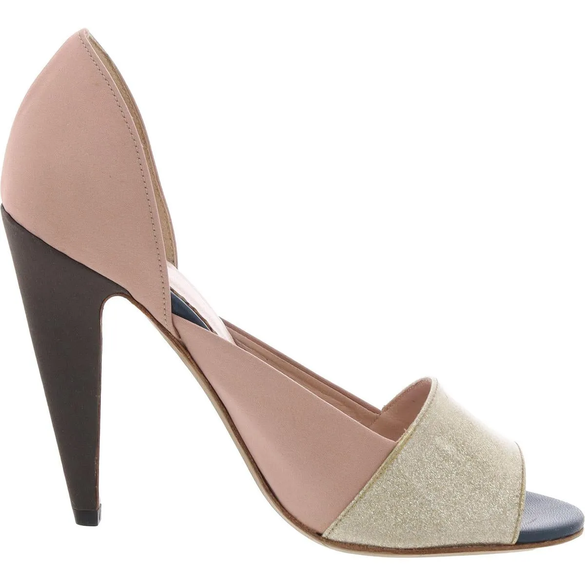 Womens Mixed Media Satin D'Orsay Heels