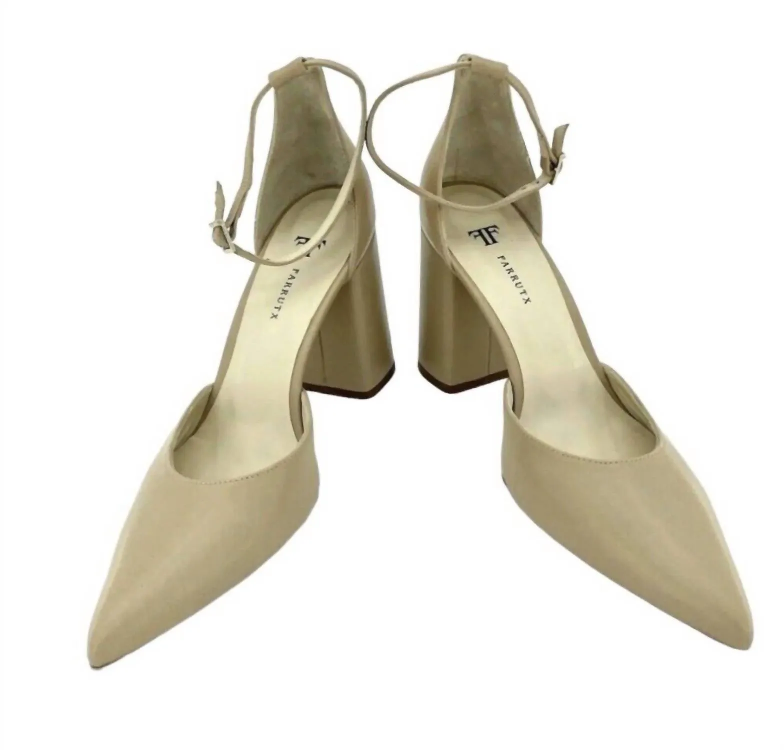 Women's Nappa Leather Pumps Pointed Toe Heels In Beige