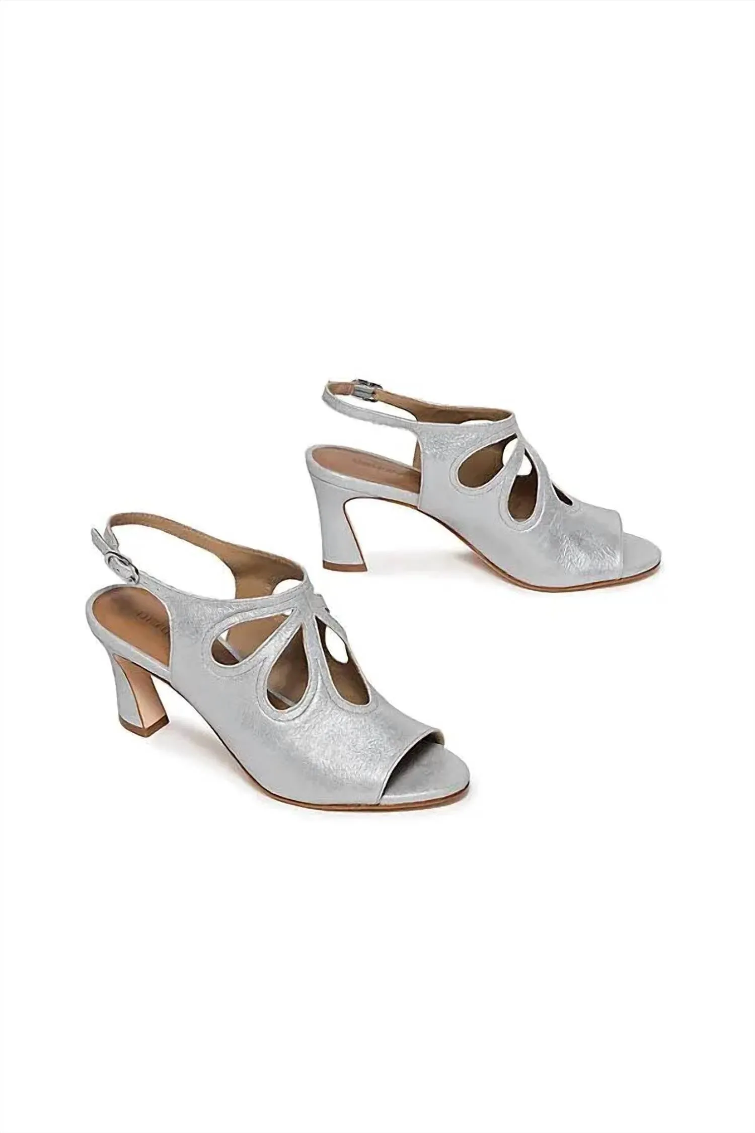 Women's Nili Heels - Medium In Silver Tumbled Metallic Suede