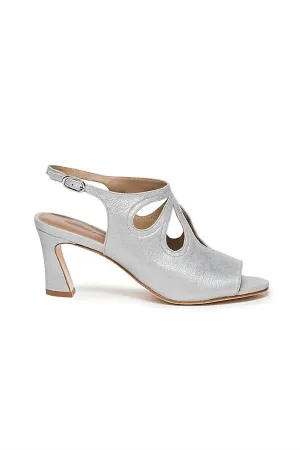 Women's Nili Heels - Medium In Silver Tumbled Metallic Suede