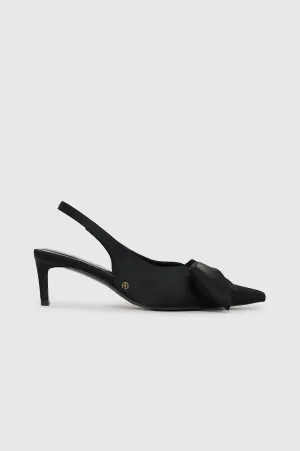 Women's Nina Satin Heels With Bow In Black