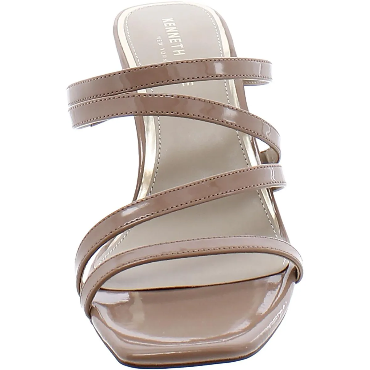 Womens Patent Cushioned Footbed Slide