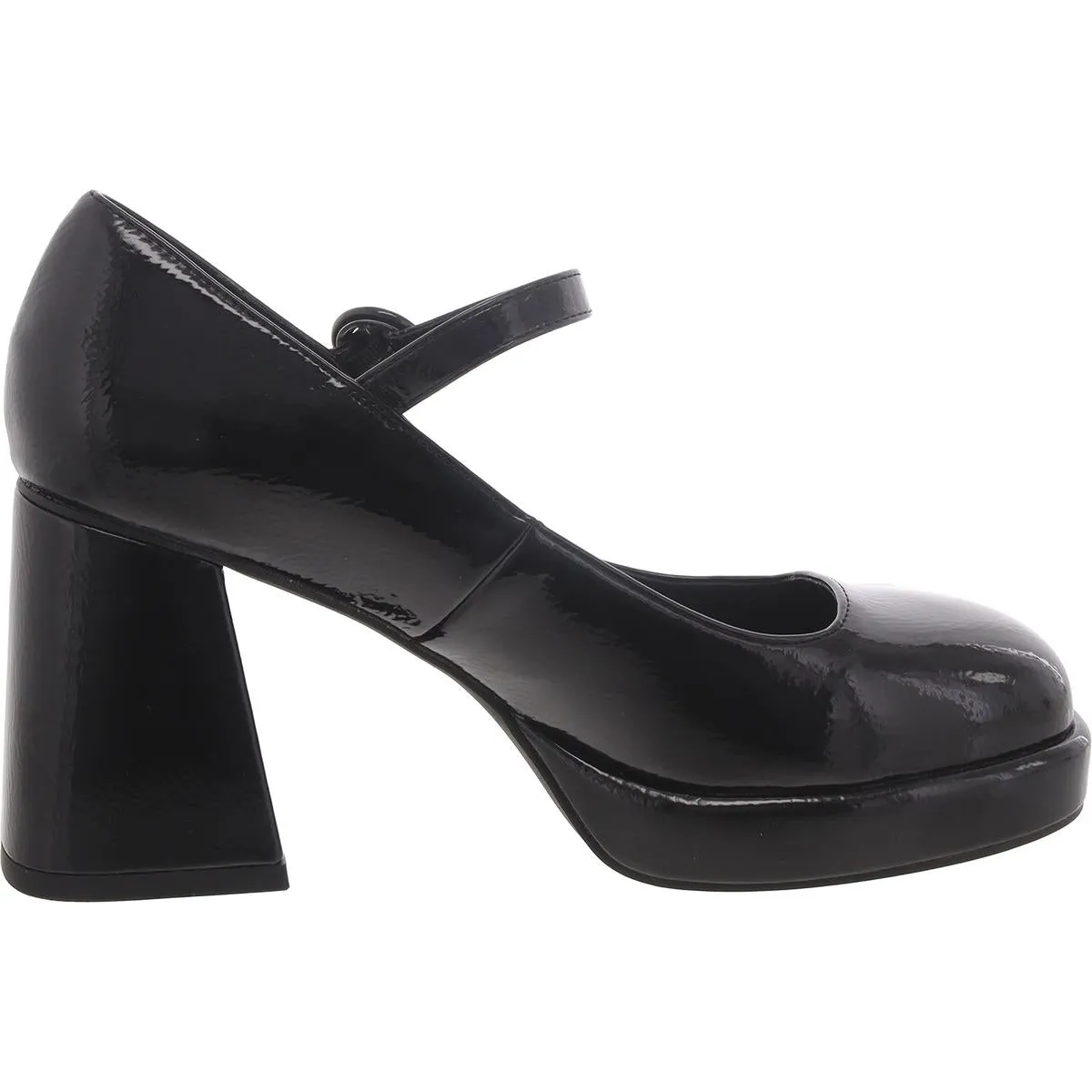 Womens Patent Square Toe Mary Jane Heels