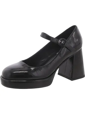 Womens Patent Square Toe Mary Jane Heels