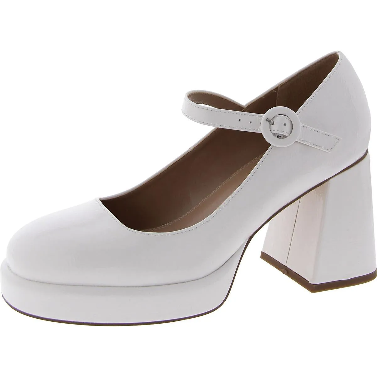 Womens Patent Square Toe Mary Jane Heels