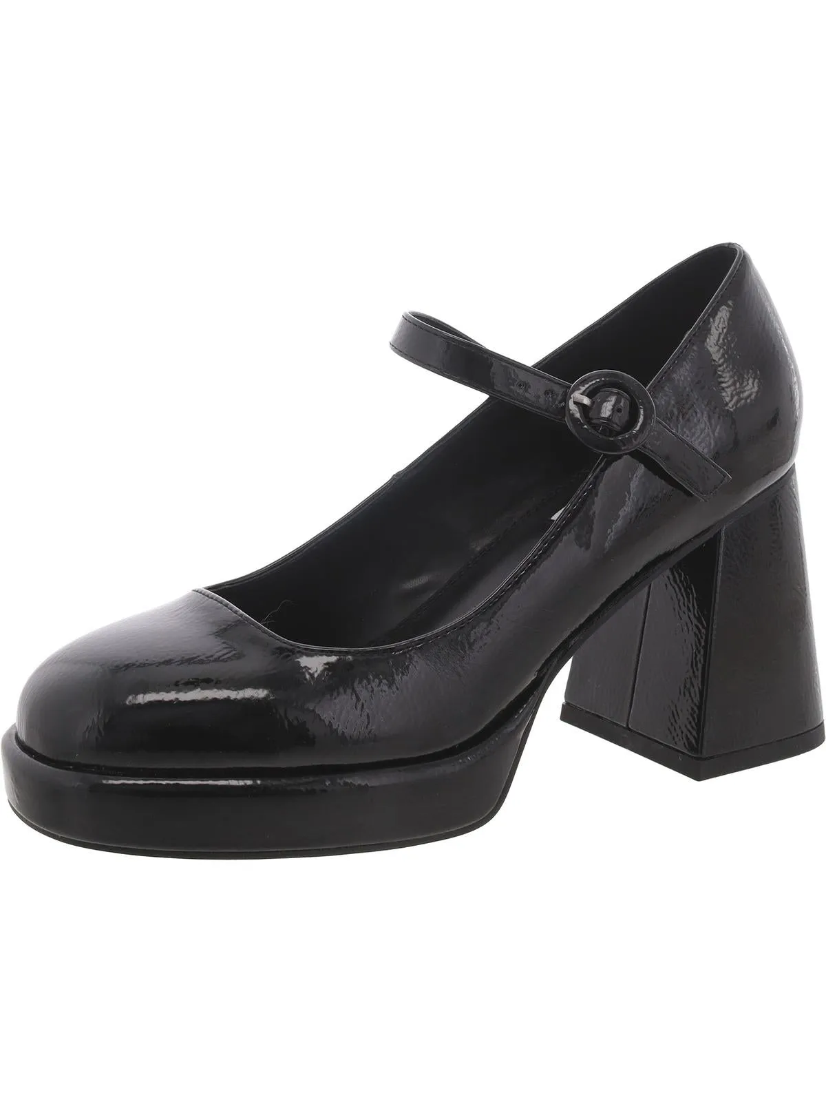 Womens Patent Square Toe Mary Jane Heels
