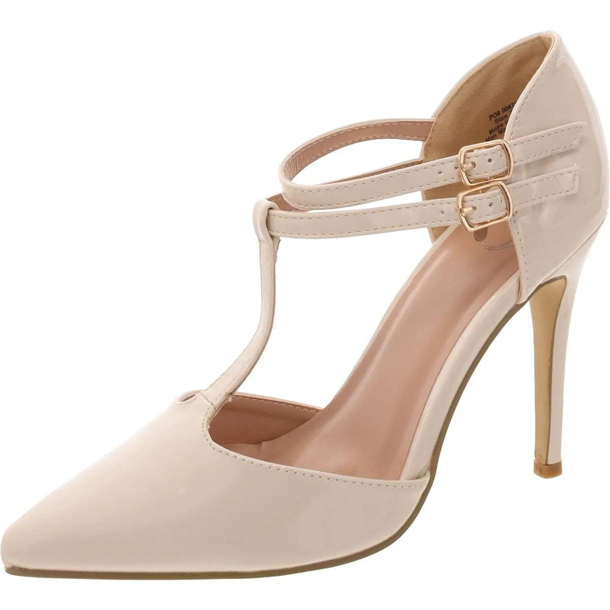 Womens Patent T-Strap Ankle Strap