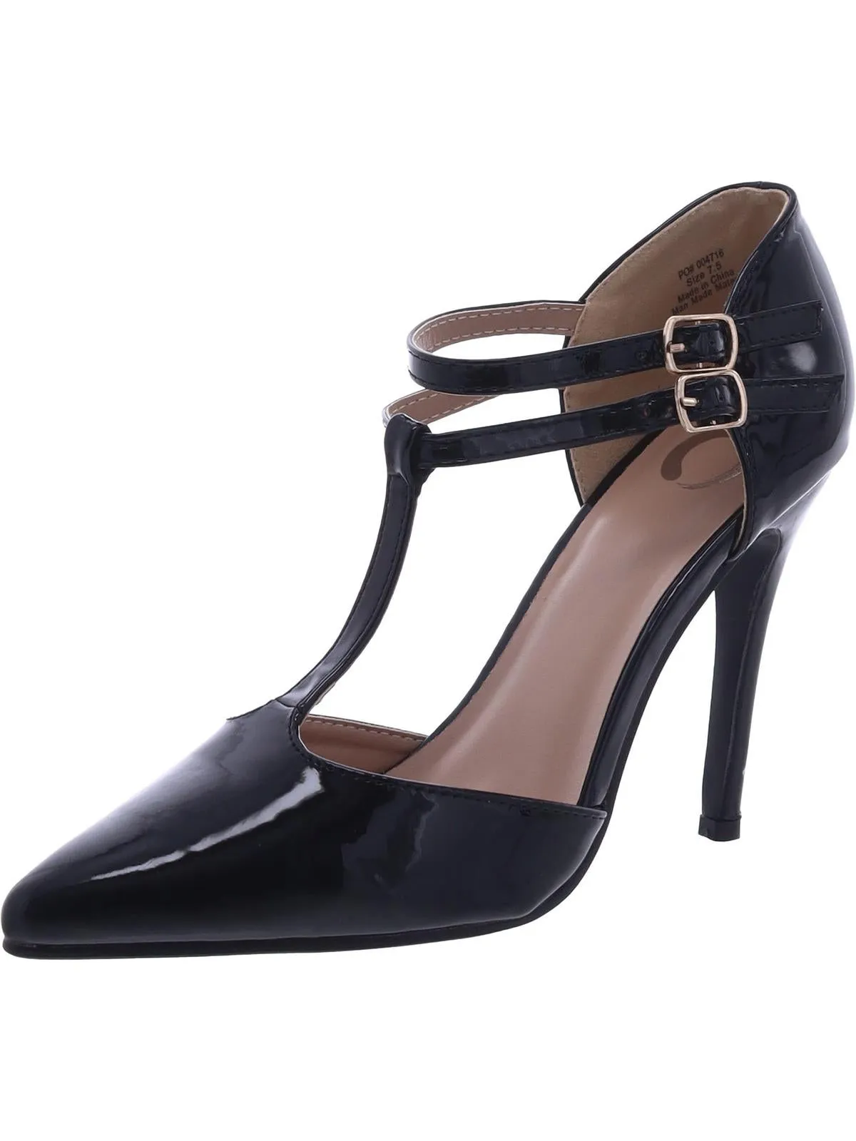 Womens Patent T-Strap Ankle Strap