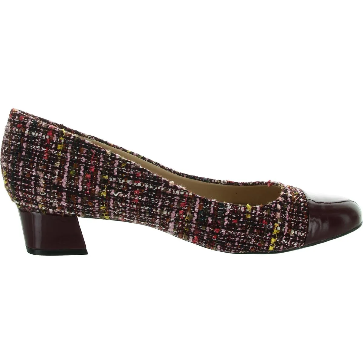 Womens Patent Trim Tweed Pumps
