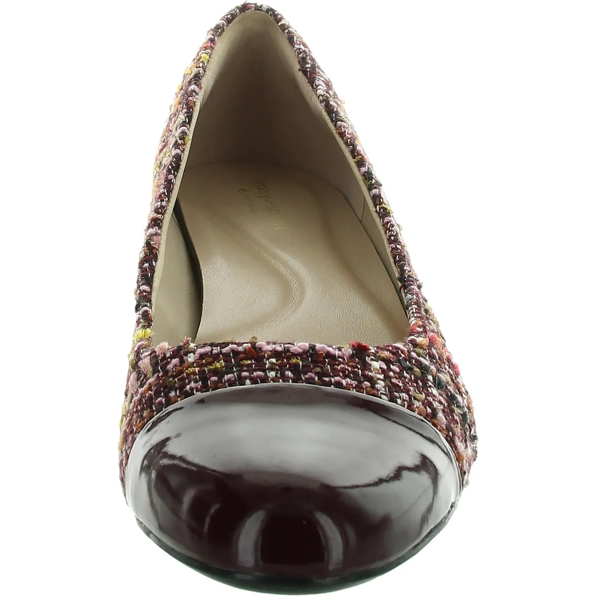 Womens Patent Trim Tweed Pumps