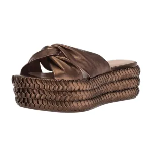 Women's Polly Braid Platform Sandal In Dark Bronze Metallic Nappa