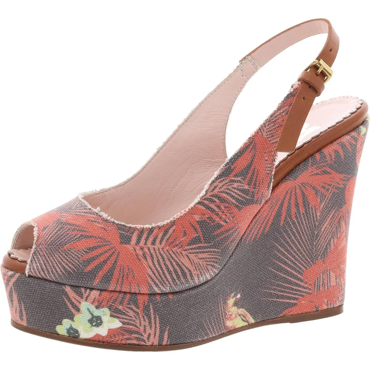 Womens Printed Canvas Wedge Heels
