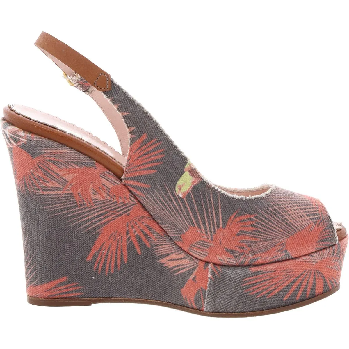 Womens Printed Canvas Wedge Heels