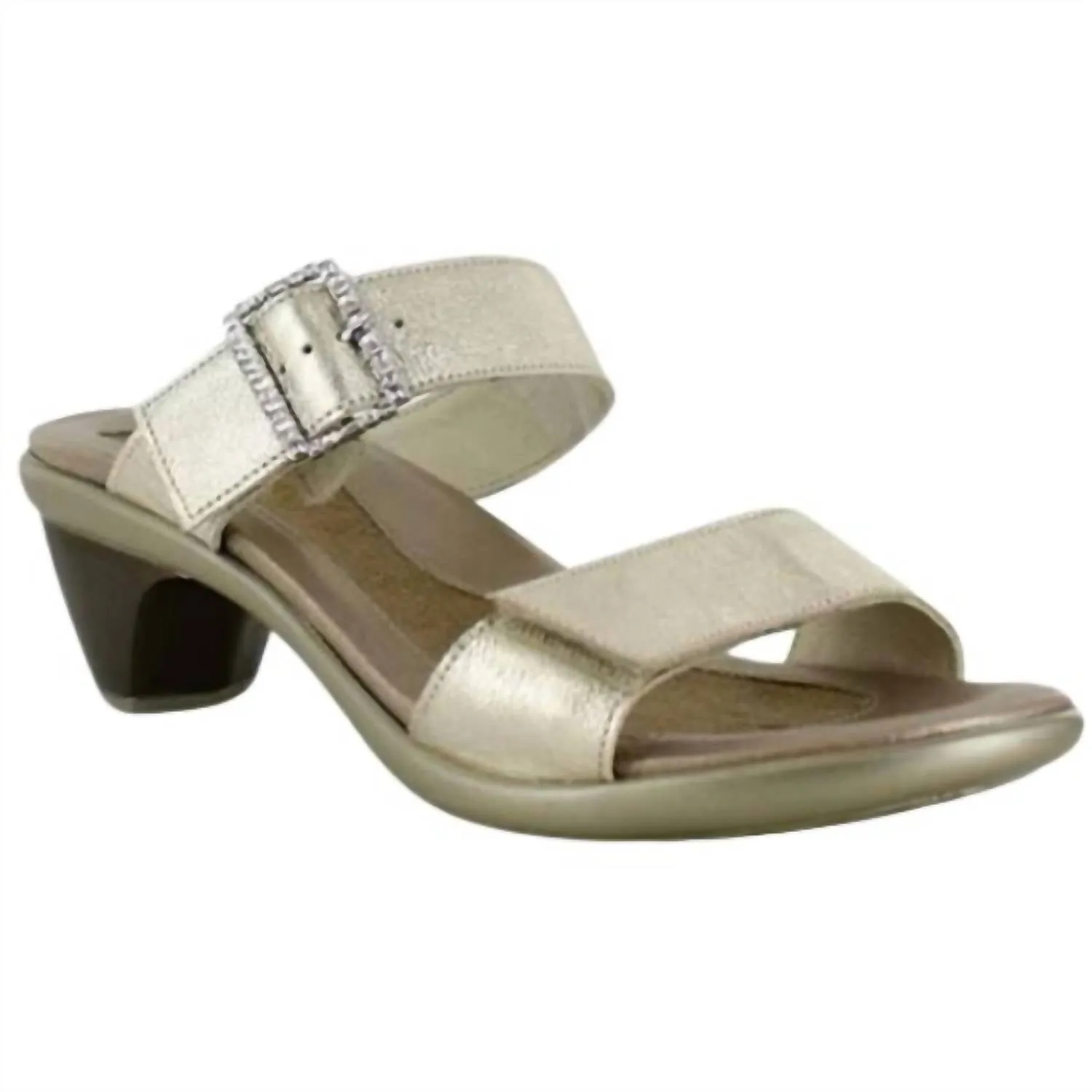 Women's Recent Heeled Sandal In Gold Radiant Leather