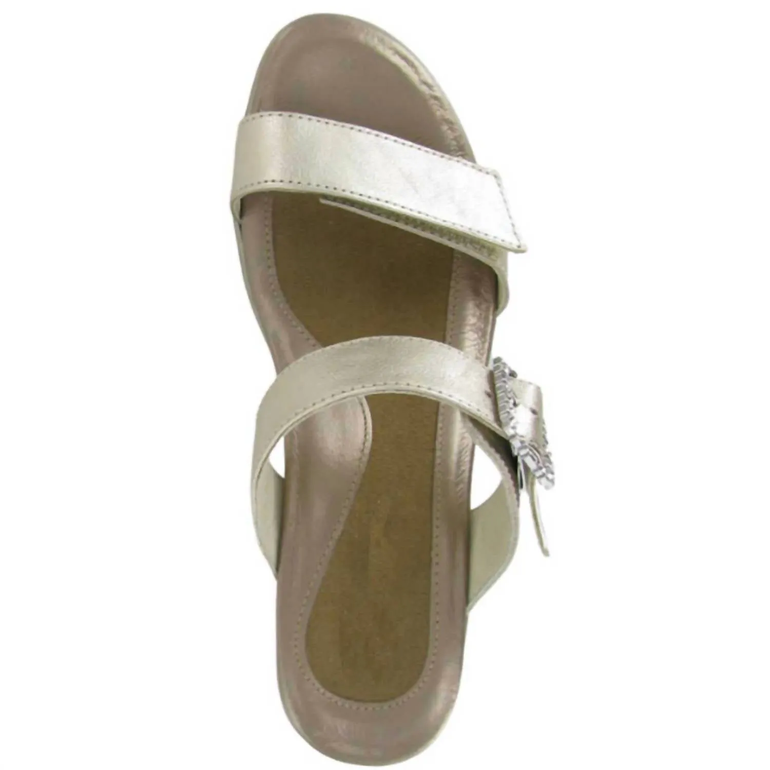 Women's Recent Heeled Sandal In Gold Radiant Leather