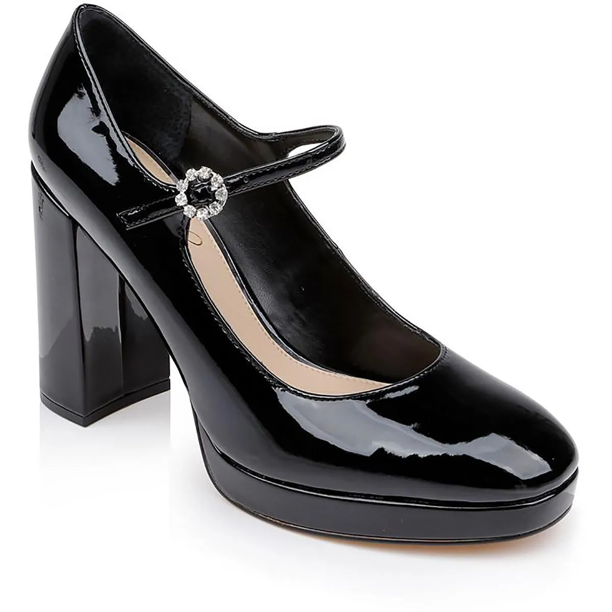 Womens Rhinestone Patent Mary Jane Heels