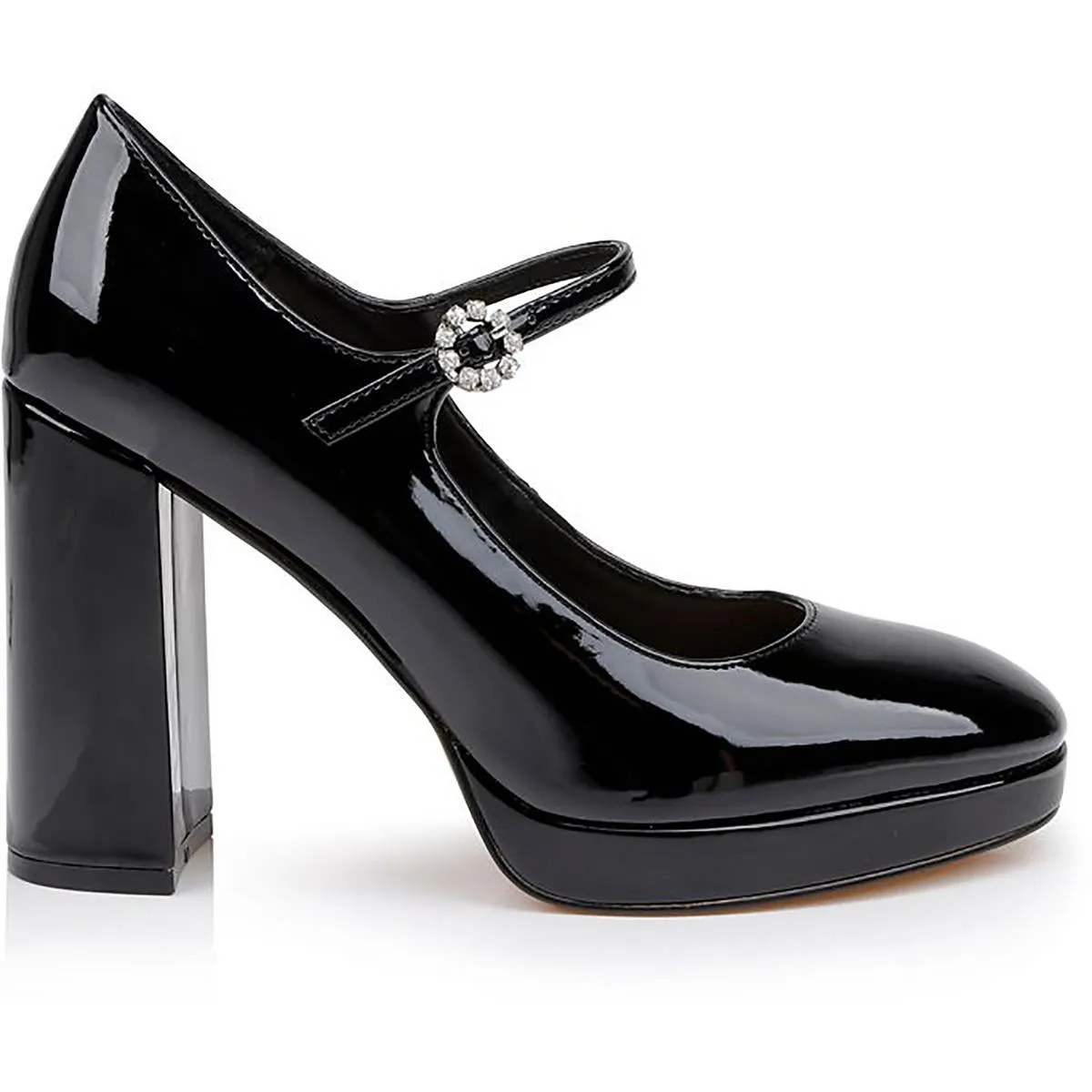 Womens Rhinestone Patent Mary Jane Heels