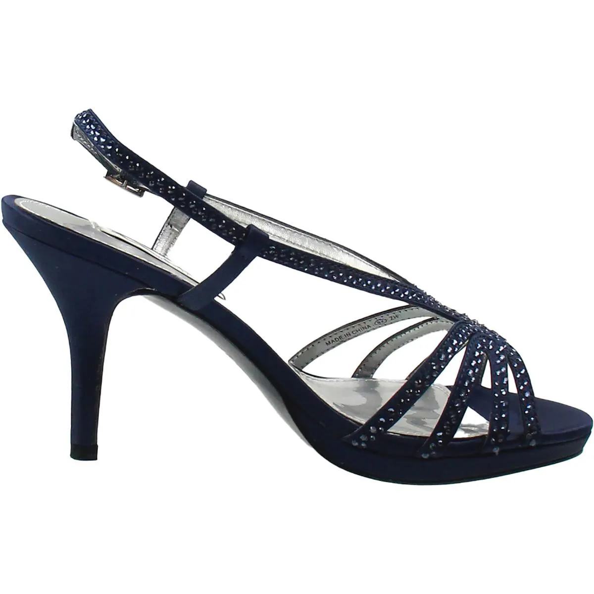Womens Rhinestone Satin Slingback Heels